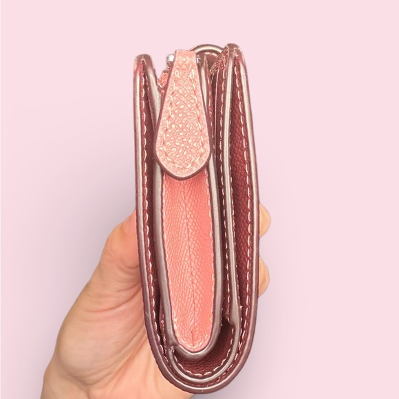 Coach Pink Leather Snap Zip Wallet Light Blush Pebbled Leather - Picture 4 of 7